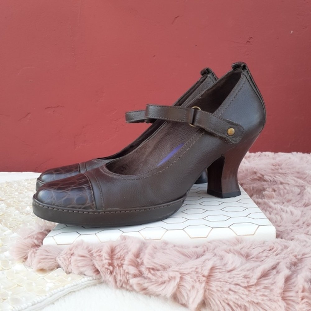 Clarks Vintage Mary Jane Pinup Pumps Retro Comfort Heels Granny Aestethic 6